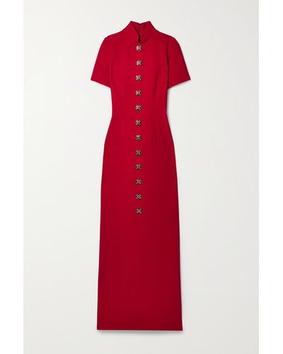 Andrew Gn Embellished Crepe Maxi Dress - Red