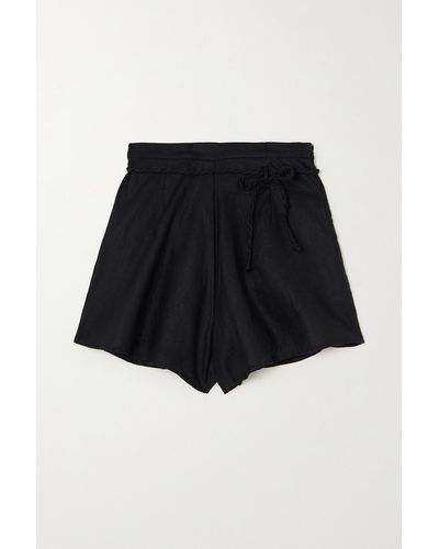 Faithfull The Brand + Net Sustain Felia Shorts Aus Leinen Mit Bindegürtel - Schwarz