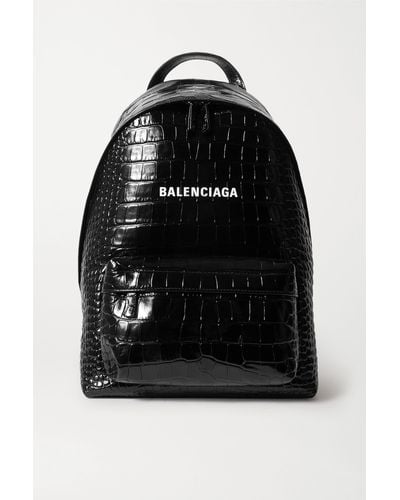 Balenciaga Everyday Croc-effect Leather Backpack - Black