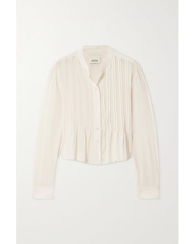 Isabel Marant Adzara Bluse Aus Chiffon Mit Biesen - Natur