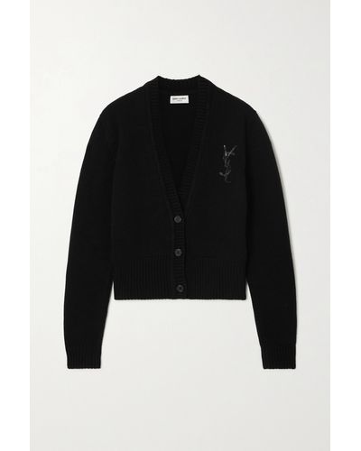 Saint Laurent Embellished Cashmere Cardigan - Black