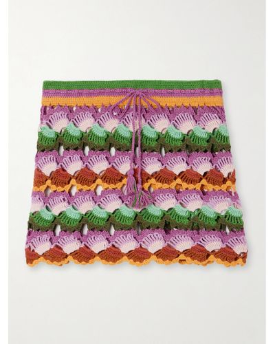 FARM Rio Bananas Crochet-knit Cotton-blend Mini Skirt - Multicolour