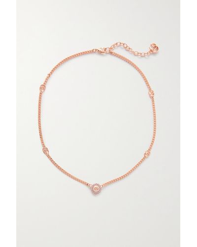 Gucci Rose Gold-tone, Crystal And Faux Pearl Necklace - White