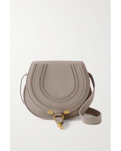 Chloé Sac Porté Épaule En Cuir Texturé Marcie Mini - Gris