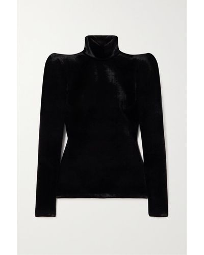 Balenciaga Stretch-velvet Turtleneck Bodysuit - Black