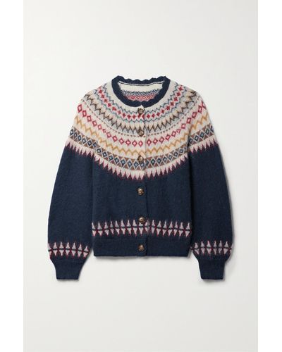 Doen Amble Cardigan Aus Strick Mit Fair-isle-muster - Blau