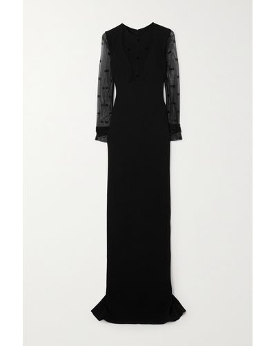 Givenchy Flocked Tulle-trimmed Crepe Gown - Black