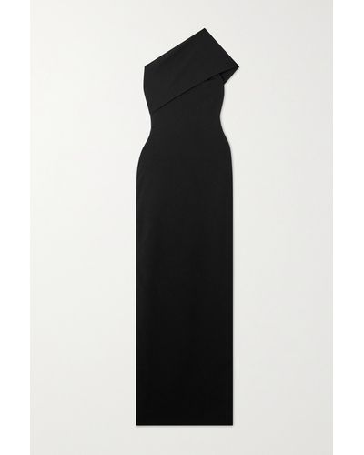 Solace London Lana Asymmetric Off-the-shoulder Crepe Gown - Black
