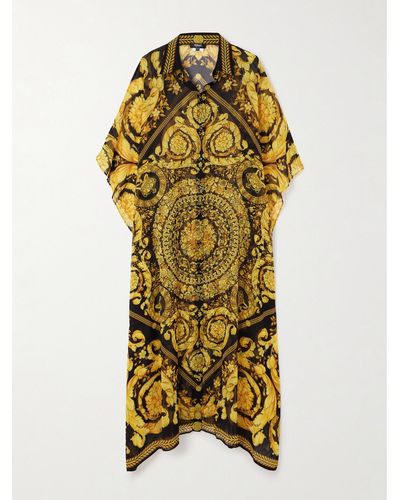 Versace Kaftan Aus Bedrucktem Chiffon - Gelb
