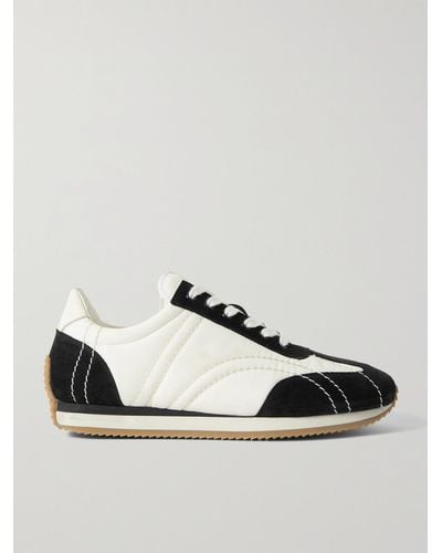 Totême The Sport Leather-trimmed Suede And Shell Sneakers - Black