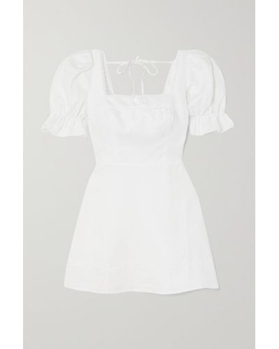 Reformation Evianna Lace-trimmed Linen Mini Dress - White