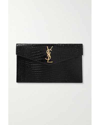 Saint Laurent Pochette Uptown en cuir verni - Noir