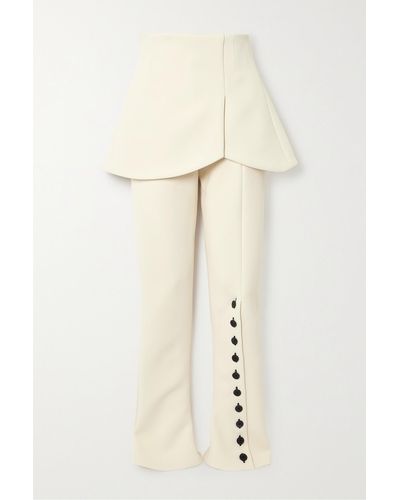 A.W.A.K.E. MODE Basque Layered Woven Flared Trousers - Natural