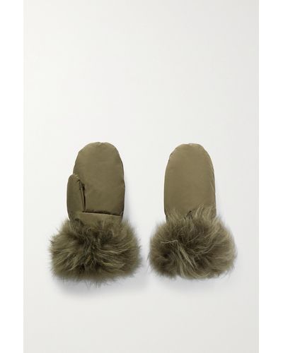 Yves Salomon Shearling-trimmed Padded Shell Down Mittens - Green