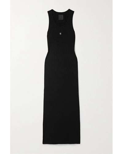 Givenchy Embellished Ribbed Stretch-cotton Midi Dress - Black