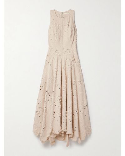 Jason Wu Distressed Frayed Twill Midi Dress - Natural