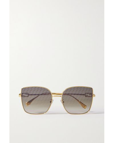 Fendi Baguette Oversized Square-frame Gold-tone Sunglasses - Metallic