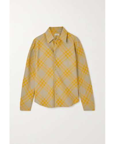Burberry Checked Cotton Shirt - Yellow