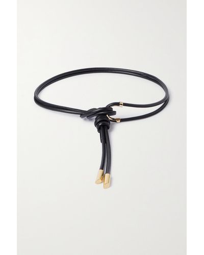Chloé Poppie Leather And Gold-tone Belt - Black