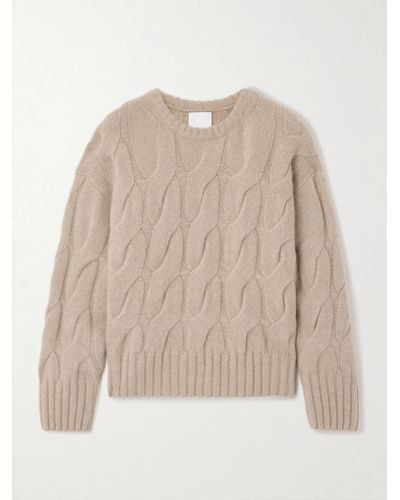 Allude Cable-knit Cashmere And Silk-blend Jumper - Natural