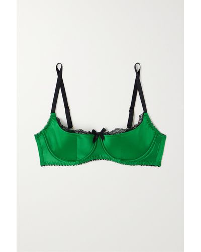 Agent Provocateur Sloane Lace-trimmed Satin Underwired Balconette Bra - Green