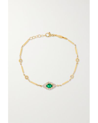 Jacquie Aiche Eye Armband Aus 14 Karat Gold Mit Smaragd Und Diamanten - Grün