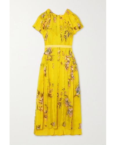 Jason Wu Ruffled Floral-print Silk-chiffon Midi Dress - Yellow