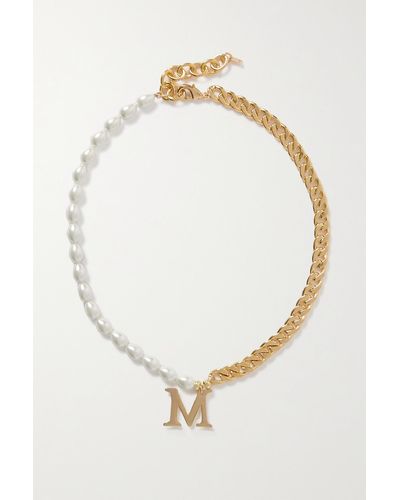 Joolz by Martha Calvo Initial Gold-plated Faux Pearl Necklace - Metallic