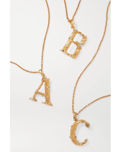 Oscar de la Renta Letter Gold-plated Crystal Necklace - Metallic