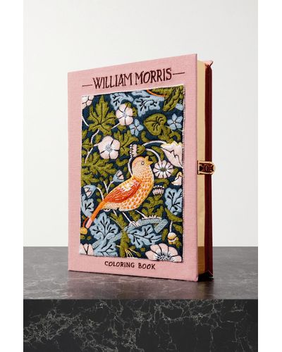 Olympia Le-Tan William Morris Coloring Book Embroidered Appliquéd Canvas Clutch - Black
