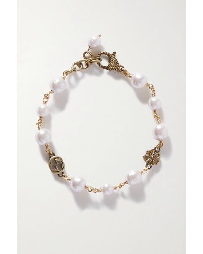 Gucci Gold-tone Faux Pearl Bracelet - Metallic