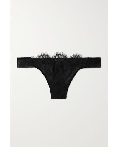 I.D Sarrieri + Net Sustain Histoire Du Noire Tulle-trimmed Leavers Lace Thong - Black