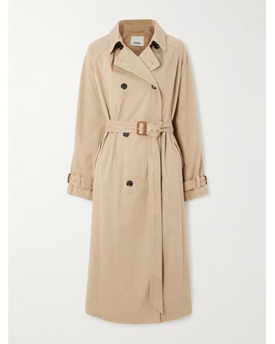 Isabel Marant Belted Double-breasted Cotton-gabardine Trench - Natural