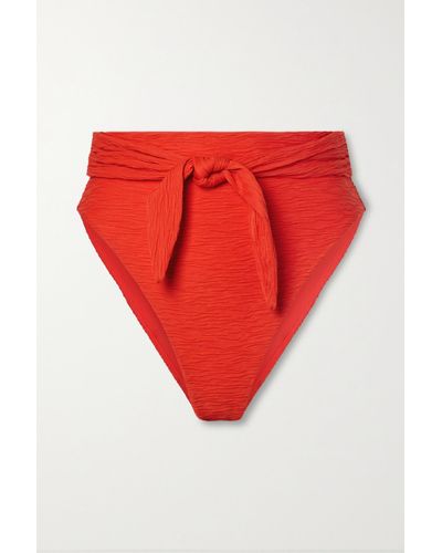 Mara Hoffman Goldie Geripptes Bikini-höschen Mit Recycelten Fasern - Rot