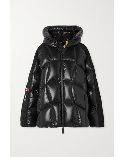 Moncler Genius + Adidas Originals Beiser Hooded Quilted Jersey-trimmed Glossed-shell Down Coat - Black