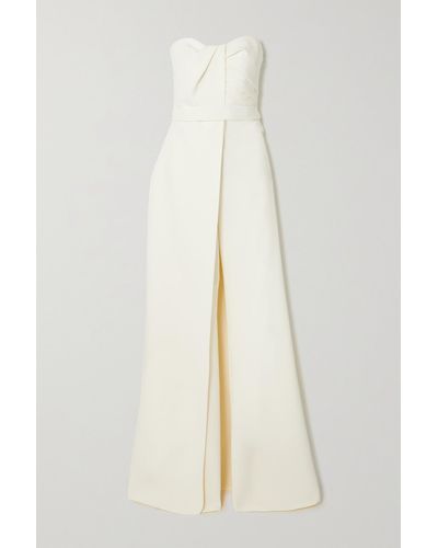 Safiyaa Layered Strapless Crepe Jumpsuit - White