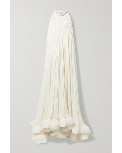 Lanvin Ruffled Charmeuse Gown - Natural