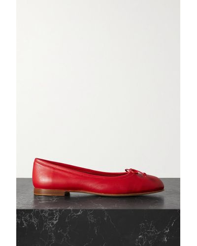 Manolo Blahnik Veralli Bow-detailed Leather Ballet Flats - Red