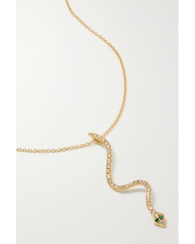 Ileana Makri Lucky Snake 18-karat Gold, Diamond And Tsavorite Necklace - Natural