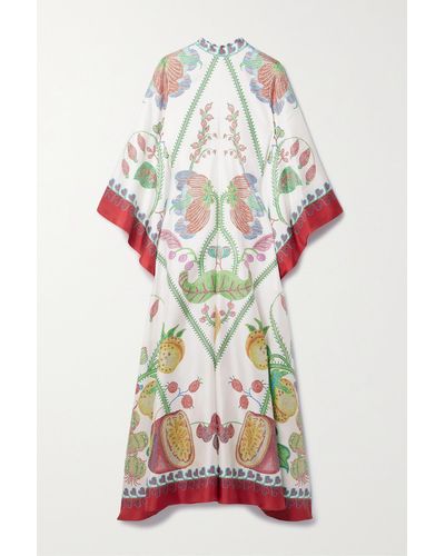 La DoubleJ Magnifico Printed Silk-twill Maxi Dress - White
