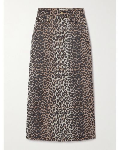 Ganni + Net Sustain Leopard-print Organic Denim Maxi Skirt - Multicolour
