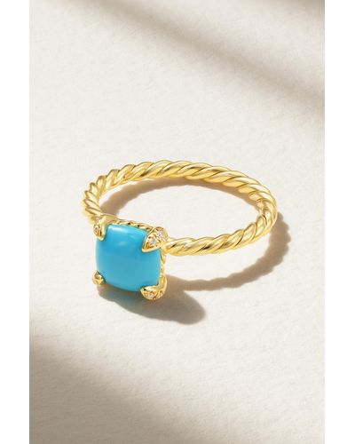 David Yurman Châtelaine®18-karat Gold, Turquoise And Diamond Ring - Blue
