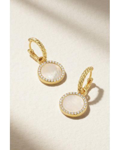 David Yurman Boucles D'oreilles En Or 18 Carats (750/1000), Nacre Et Diamants Elements - Neutre