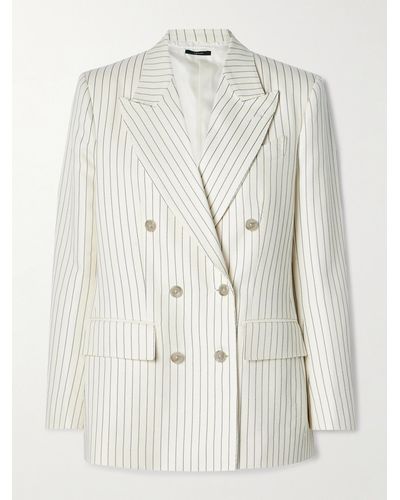 Tom Ford Double-breasted Pinstripe Wool-blend Twill Blazer - White