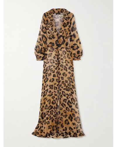 Rosamosario La Leopardesse Leopard-print Silk-georgette Robe - Natural