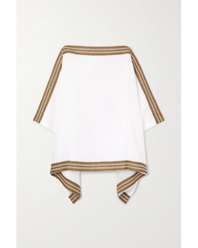 Loro Piana The Suitcase Striped Linen Poncho - White