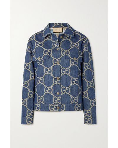 Gucci Jumbo Gg Denim-jacquard Jacket - Blue