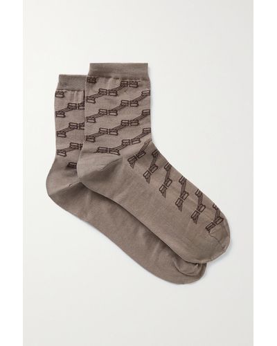 Balenciaga Socken Aus Einer Baumwollmischung In Jacquard-strick - Braun