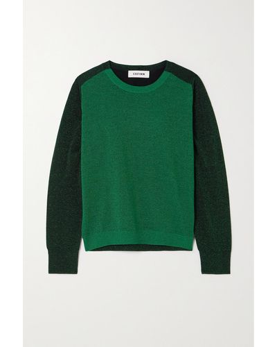 Cefinn Remi Two-tone Metallic Wool-blend Jumper - Green
