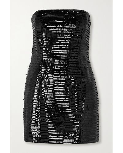 A.L.C. Elsie Strapless Sequined Satin Mini Dress - Black